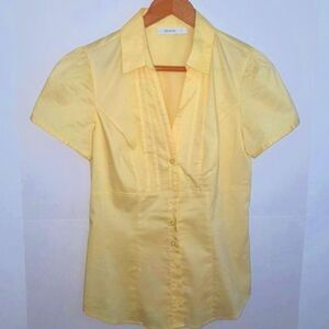 RICKI'S Ladies Lemon Capped Sleeve Blouse Button-Up V-Neck Size  4 NEW